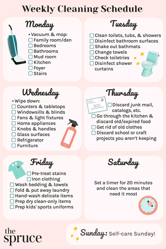 Weekly Cleaning Schedule - House Cleaning Services, Memphis TN